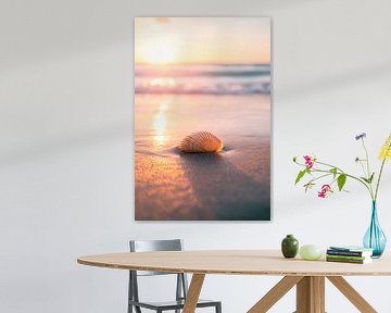 Schelp op het strand van Poster Art Shop