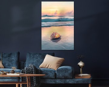 Schelp op het strand van Poster Art Shop