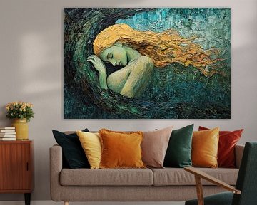spiritual painting of woman in forest