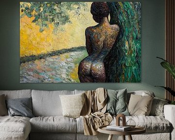 spiritual painting of woman in forest