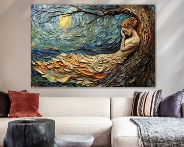 spiritual painting of woman in forest