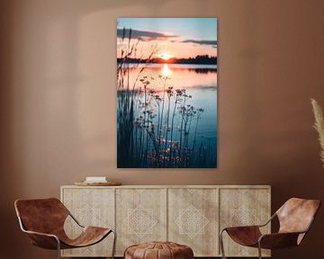 Zonsondergang bij het meer van Poster Art Shop