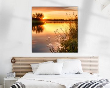 Zonsondergang bij het water van Poster Art Shop