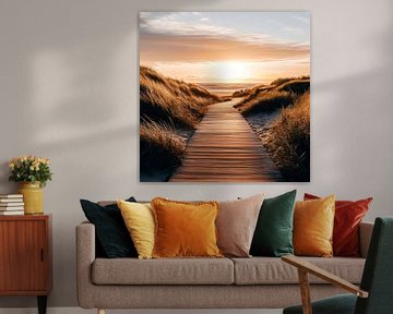 Strandpad zonsondergang van Poster Art Shop