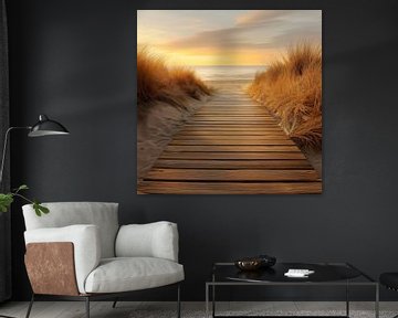 Strandpad zonsondergang van Poster Art Shop