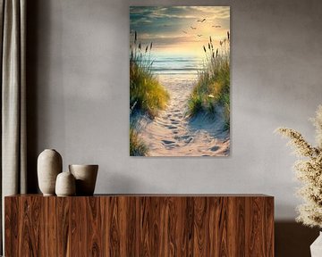 Strandpad zonsondergang van Poster Art Shop