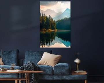Mountain lake landscape by Poster Art Shop