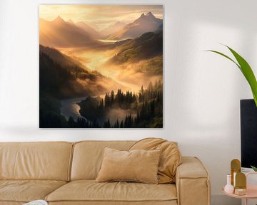 Dageraad bergen van Poster Art Shop
