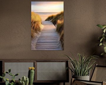 Strandpad zonsondergang van Poster Art Shop