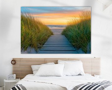 Strandpad zonsondergang van Poster Art Shop