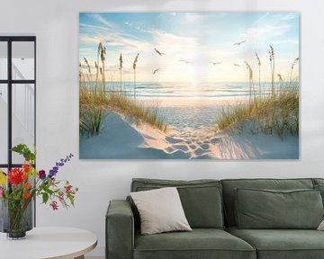 Zonsopgang met uitzicht op het strand van Poster Art Shop