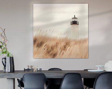 Vuurtoren in het gras van Poster Art Shop