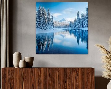 Winterlandschap reflectie van Poster Art Shop