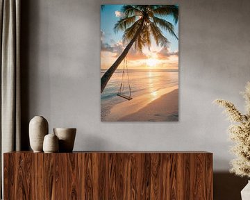 Hammock on the beach by Poster Art Shop