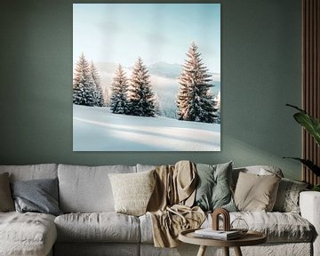 Winterlandschap sneeuw van Poster Art Shop