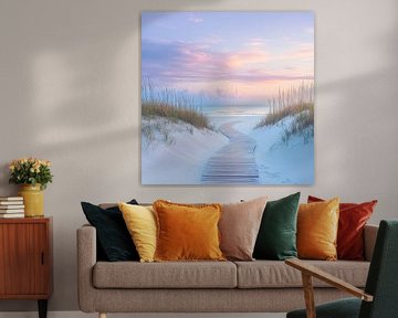 Strandpad zonsondergang van Poster Art Shop