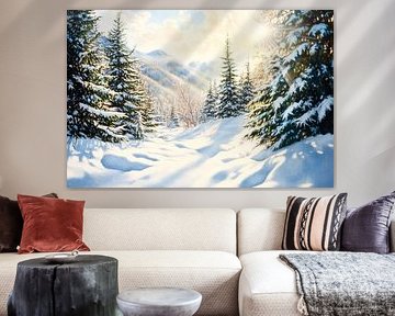Winterwald Sonnenlicht von Poster Art Shop
