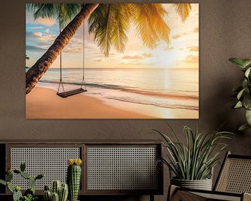 Hammock on the beach by Poster Art Shop