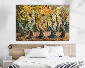 spirituelle Malerei der Frau im Wald