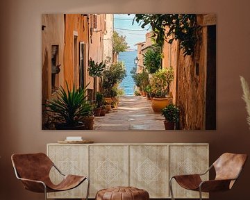 Ruelle vers la mer sur Poster Art Shop