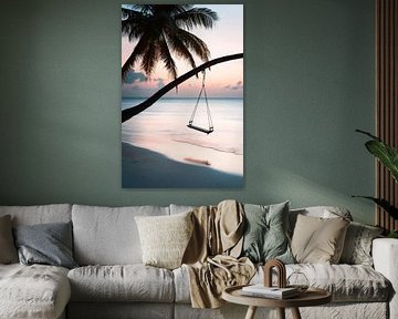 Hamac plage de palmiers sur Poster Art Shop
