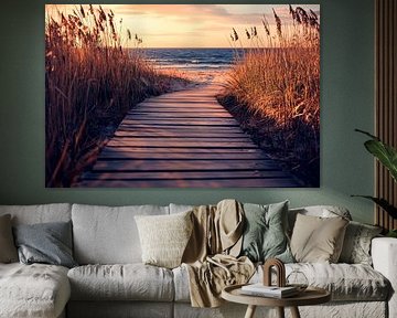 Chemin de bois vers la mer sur Poster Art Shop