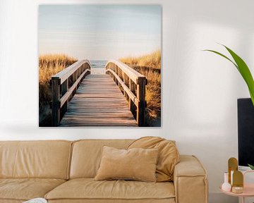 Houten brug strand van Poster Art Shop