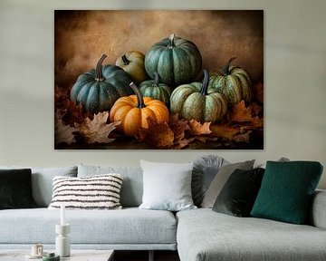 Pumpkins and leaves by Poster Art Shop