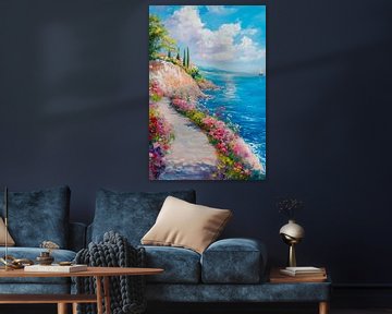 Kustpad met bloemen van Poster Art Shop