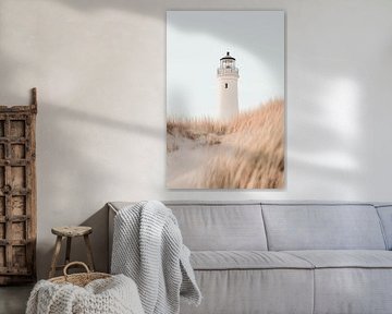 Lighthouse on the beach by Poster Art Shop