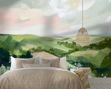 Landschap in de mist van Poster Art Shop