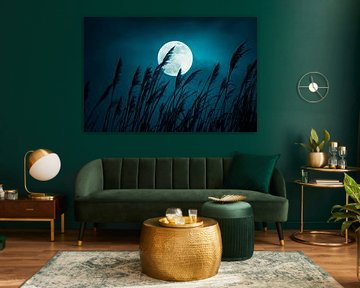 Moonlight over grasses by Poster Art Shop