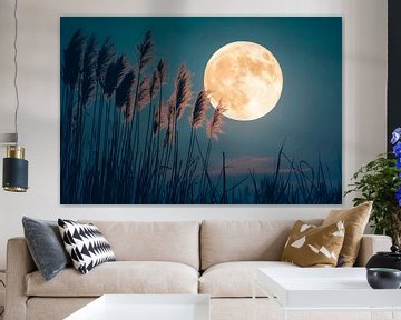 Maanlicht en riet van Poster Art Shop
