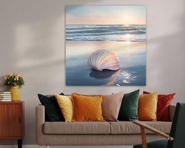 Zeemeeuw op het strand van Poster Art Shop