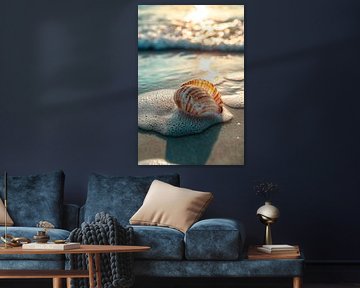 Shell on the beach by Poster Art Shop