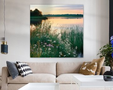 Ochtendspits bij het meer van Poster Art Shop