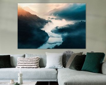 Foggy river landscape by Poster Art Shop
