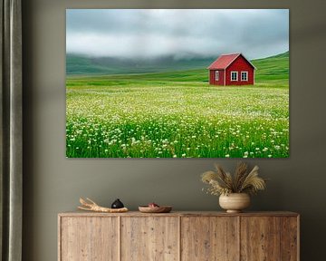 Pré de la cabane rouge sur Poster Art Shop