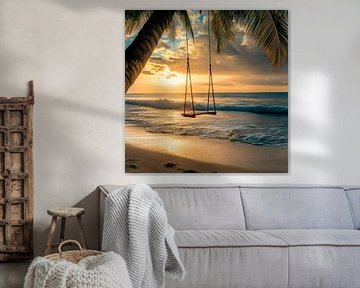 Swing on the beach by Poster Art Shop