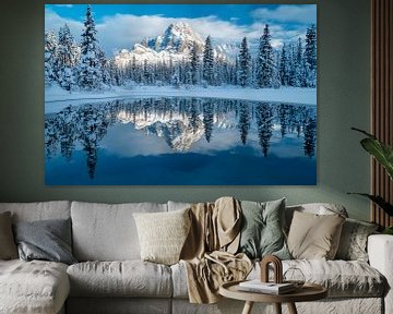 Besneeuwde landschapsreflectie van Poster Art Shop