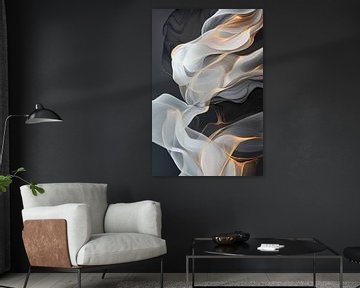 Zwart-witte golven van Poster Art Shop