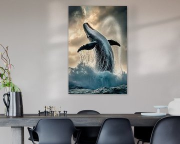 Springender Wal von Poster Art Shop
