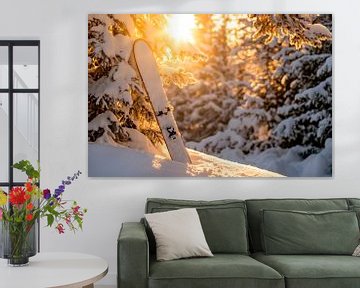 Zonsondergang in de sneeuw van Poster Art Shop