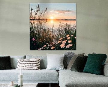 Zonsondergang bij het meer van Poster Art Shop