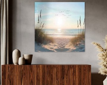 Zonsondergang op het strand van Poster Art Shop