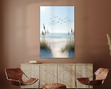 Strandzicht met vogels van Poster Art Shop