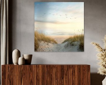 Zonsopgang met uitzicht op het strand van Poster Art Shop