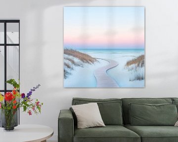 Strandpad in het zand van Poster Art Shop