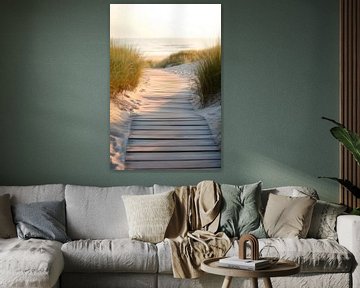 Strandpad bij de zee van Poster Art Shop