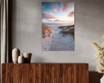 Strandpad zonsondergang van Poster Art Shop